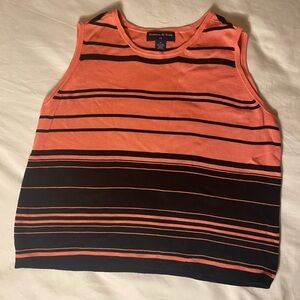 Preston & York Orange and Black Striped Tank Top